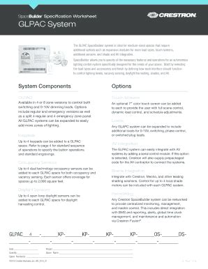 Fillable Online Crestron SpaceBuilder GLPAC System Specification ...