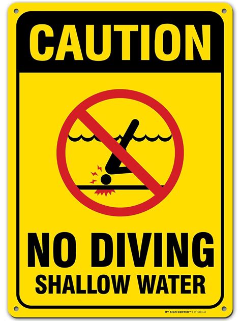 Caution No Diving Shallow Water - Pool Rules Sign - 10" X 14 - .040 ...