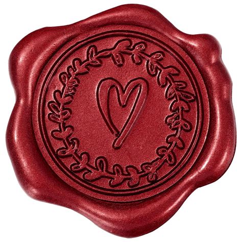 Whaline 50Pcs Valentine's Day Embossed Wax Seal Stickers Wine Red Heart ...