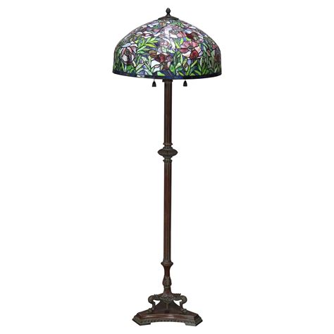 Vintage Arts and Crafts Tiffany Style Mosaic Leaded Glass Floor Lamp ...