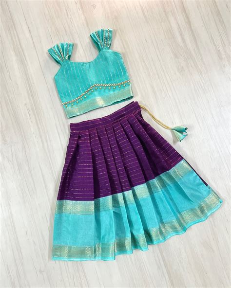Pretty Purple And Turquoise Double Border Traditional Lehenga Set – The ...