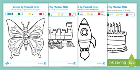 Colour By Musical Note Differentiated Activity Sheets