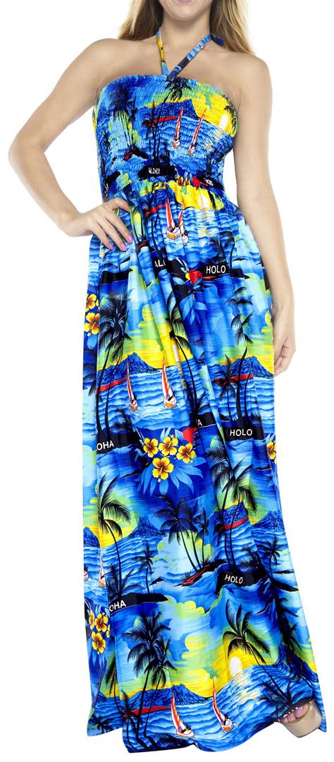 HAPPY BAY Women's Summer A-Line Slit Maxi Beach Dress Boho Smocked Top ...