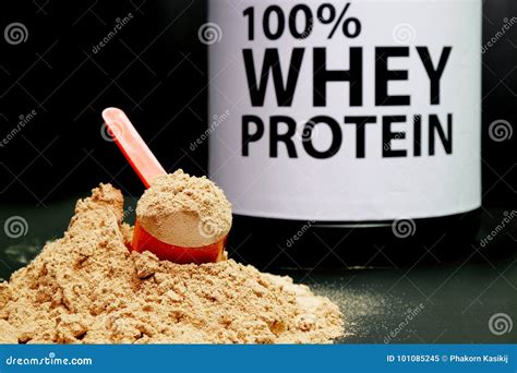 Whey Protein Powder in Measuring Scoop. Stock Image - Image of dietary ...