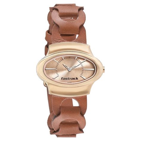 Buy Online Fastrack Hitlist Quartz Analog Rose Gold Dial Leather Strap ...