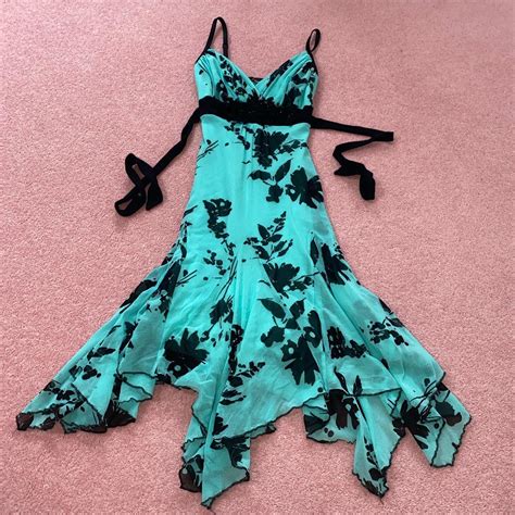 Jane Norman Women's Blue and Black Dress | Depop