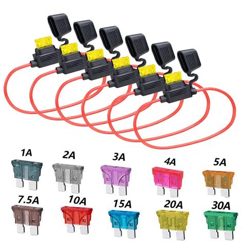 Elefama 12 Gauge in Line Fuse Holder ATC/ATO 6 Pcs Waterproof Inline ...