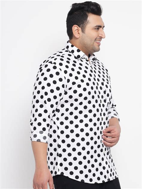 Black And White Polka Dot Printed Shirt For Men Plus – Prime Porter