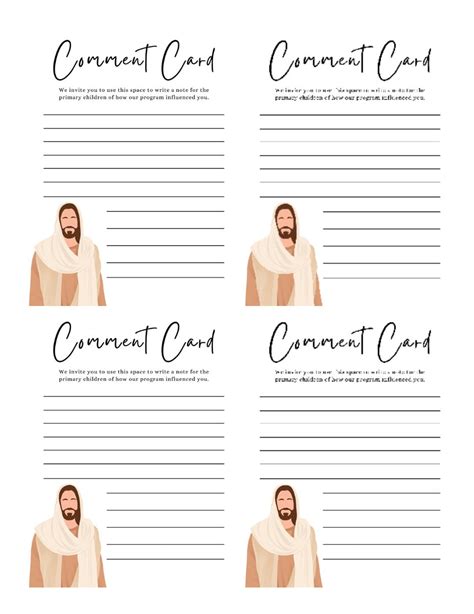 Image result for Primary Program Comment Card Template