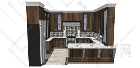 厨房手绘效果图,整体橱柜手绘平面图展示-帝金御橱柜设计