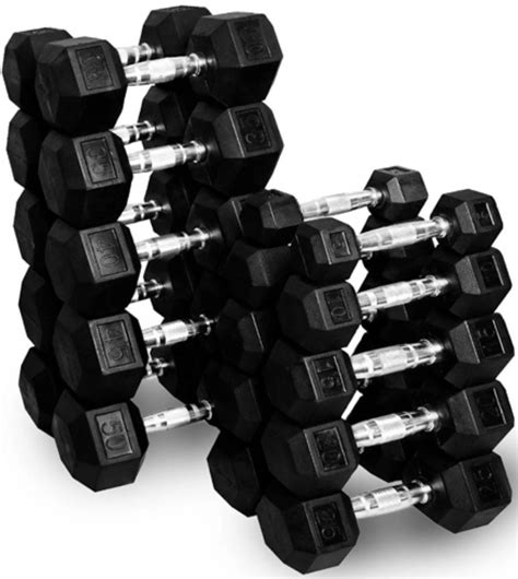French Fitness Urethane Round Pro Style Dumbbell V2 Set, 5-100 lbs (Ne