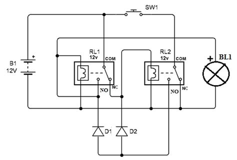 Self Latching Relay Circuit Diagram