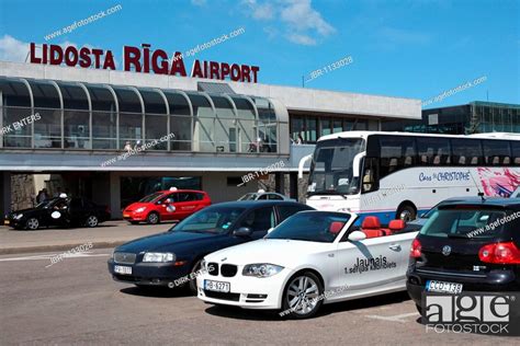 Car park in front of the International airport in Riga, Latvia, Stock ...