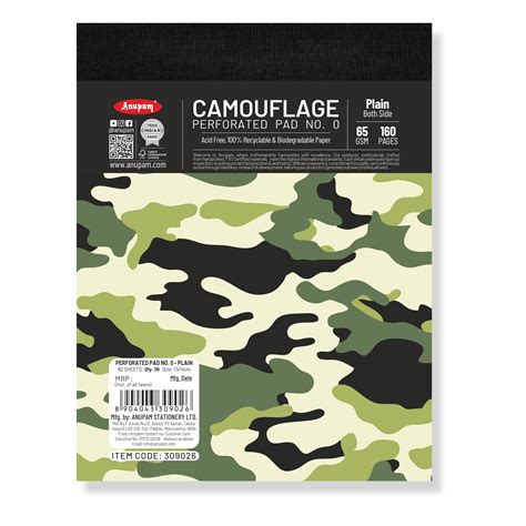 Anupam Camouflage Writing Pad-Wide Ruled Notepad-65 GSM-Micro Perforat