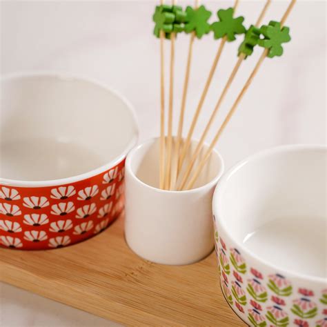 Flower Power Bowls Tray And Toothpick Set Of 7 Online - Premium Platter ...