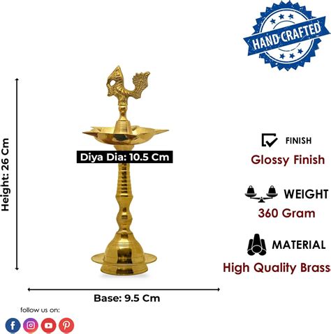 Buy SATVIK 2 Pc Set of 10.3 Inch Standing Brass Peacock Design Kerala ...