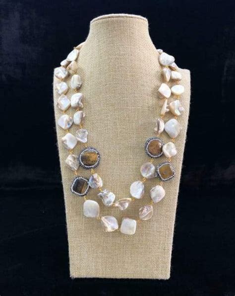 Two Stranded White Agate Stone Necklace