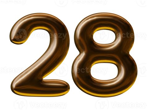 Number 28 design in 3d render 19552885 PNG