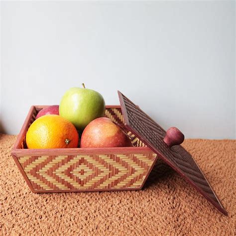 Handmade Bamboo Fruit Basket With Lid