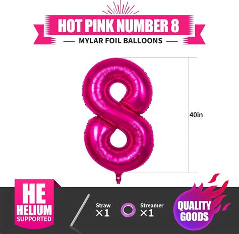 Buy Big Hot Pink 8 Balloon Number 8 40 Inch | Number 8 Balloon Pink For ...