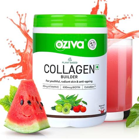 OZiva Vegan Collagen (Watermelon) with Biotin & Vitamin C For Brighter ...