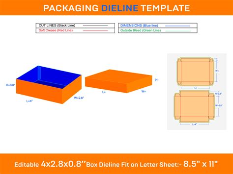 Kraft packaging box with lids or gifts box Dieline Template of 4x2.8x0 ...