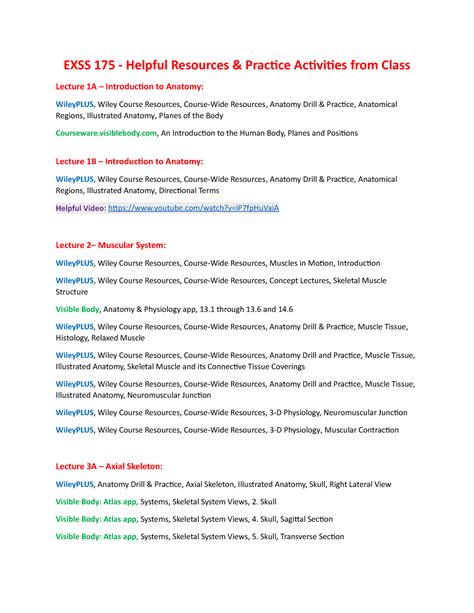 In Class Practice Activities-7 - EXSS 175 - Helpful Resources ...