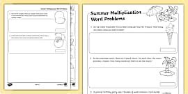 Third Grade One-Step Multiplication Word Problem Worksheets