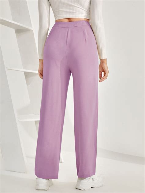 Woman Lavender Elegance High Rise Textured Trousers by Wyshlist