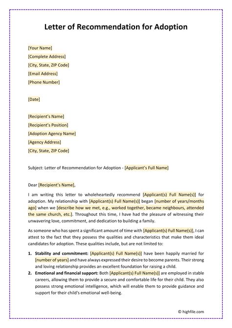 Letter of Recommendation for Adoption - Word | PDF | Google Docs - Highfile