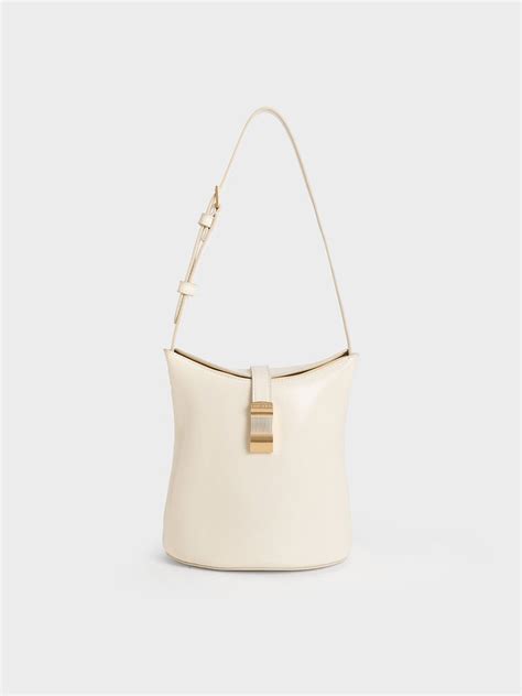 Wisteria Belted Bucket Bag - Cream - CHARLES & KEITH IN