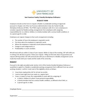 Fillable Online Flexible or Predictable Working Arrangement (Sample ...