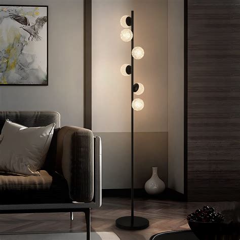 ADISUN Globe Crystal Modern Floor Lamp with Remote Control 6-Heads ...