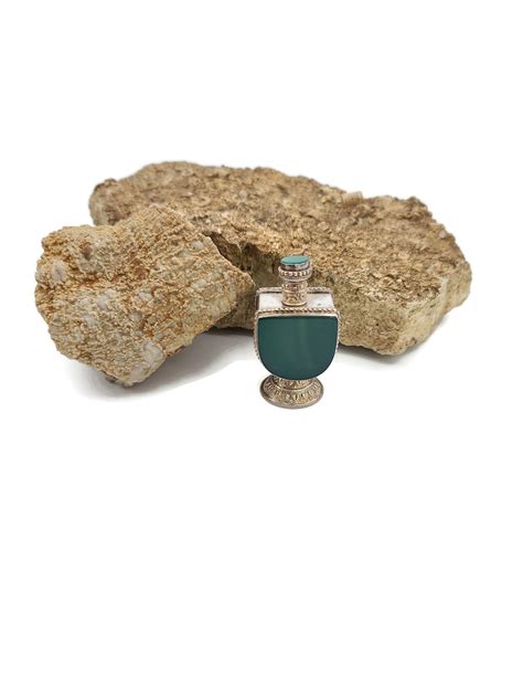 Vintage Sterling Silver Snuff Bottle Green Chalcedony Green Stone ...
