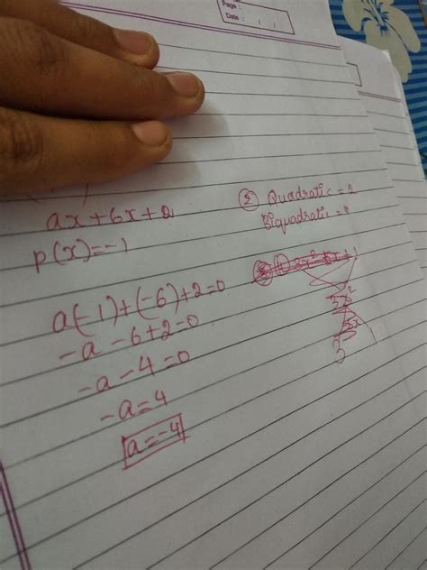 1) If one of the zeroes of the polynomial ax square + 6x + 2 is -1 ...