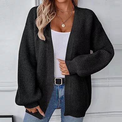 Women's and Winter Casual Loose Plain Midi Knitted Jumper Cardigan ...