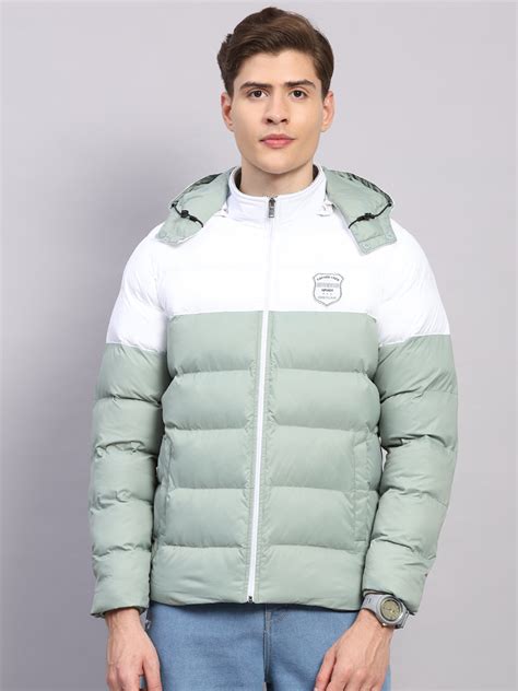 Buy Men Sea Green Solid Hooded Full Sleeve Jacket Online in India ...