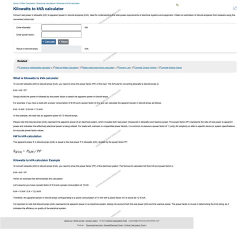 kW zu kVA Umrechner | Schnelle & Präzise Umwandlung - CalculatorFree