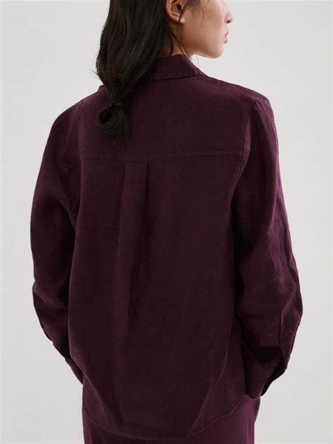 Mango Linen Shirt, Damson