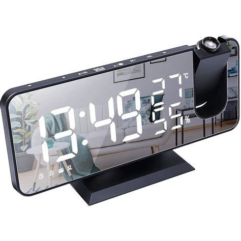 180 LED Projection Clock with FM Radio Dual Alarms T & H Display | Shop Today. Get it Tomorrow ...