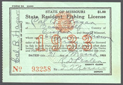 1906 – 1938 Missouri Hunting & Fishing Licenses - Waterfowl Stamps and More