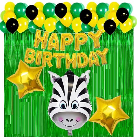 Forest Theme Birthday Decoration Combo - Pack Of 47 - Black, Green ...
