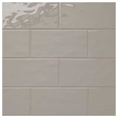Buy LuxeCraft Gray 4 in. x 8 in. Glazed Ceramic Subway Wall Tile 10.5 ...
