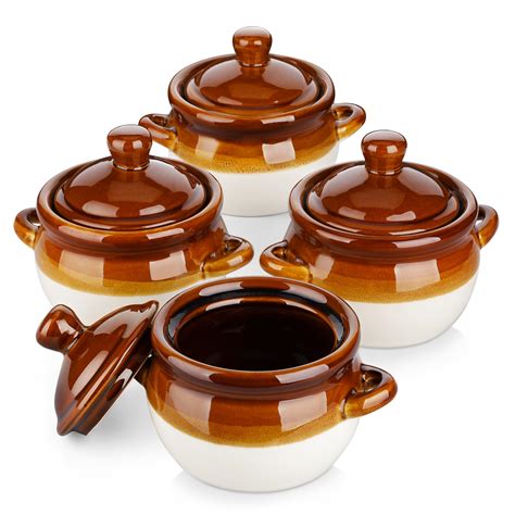 Amazon.com | LOVECASA 22 OZ French Onion Soup Bowls with Lid, Porcelain ...