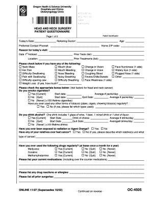 Fillable Online ohsu oc4505.doc - ohsu Fax Email Print - pdfFiller