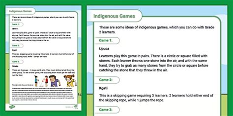 Grade 2 Physical Education: Indigenous Games (CAPS Aligned)