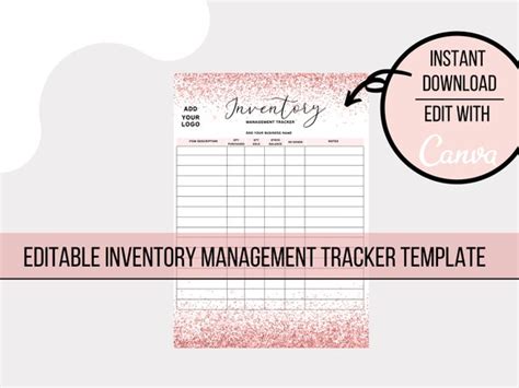 Editable Inventory Tracker Printable Business Inventory - Etsy India