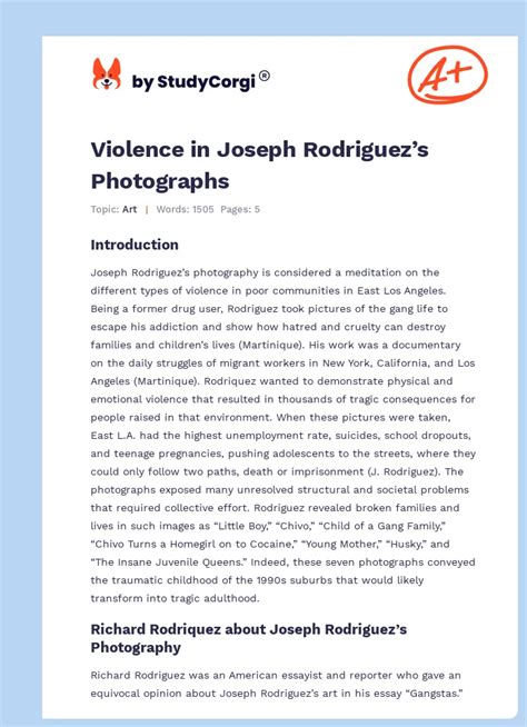 Violence in Joseph Rodriguez's Photographs | Free Essay Example