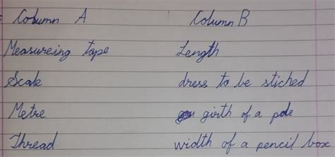 Match the measuring devices in column A with the measurable objects in ...