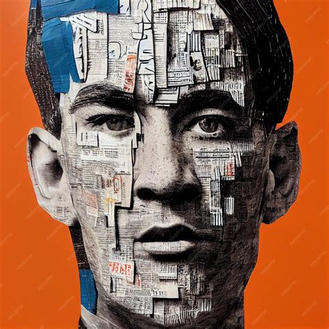 Premium Photo | Man collage portrait made of newspapers 3d rendering